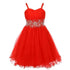Little Girls Red Stone Encrusted Pleated Tulle Party Dress 2-6 - SophiasStyle.com